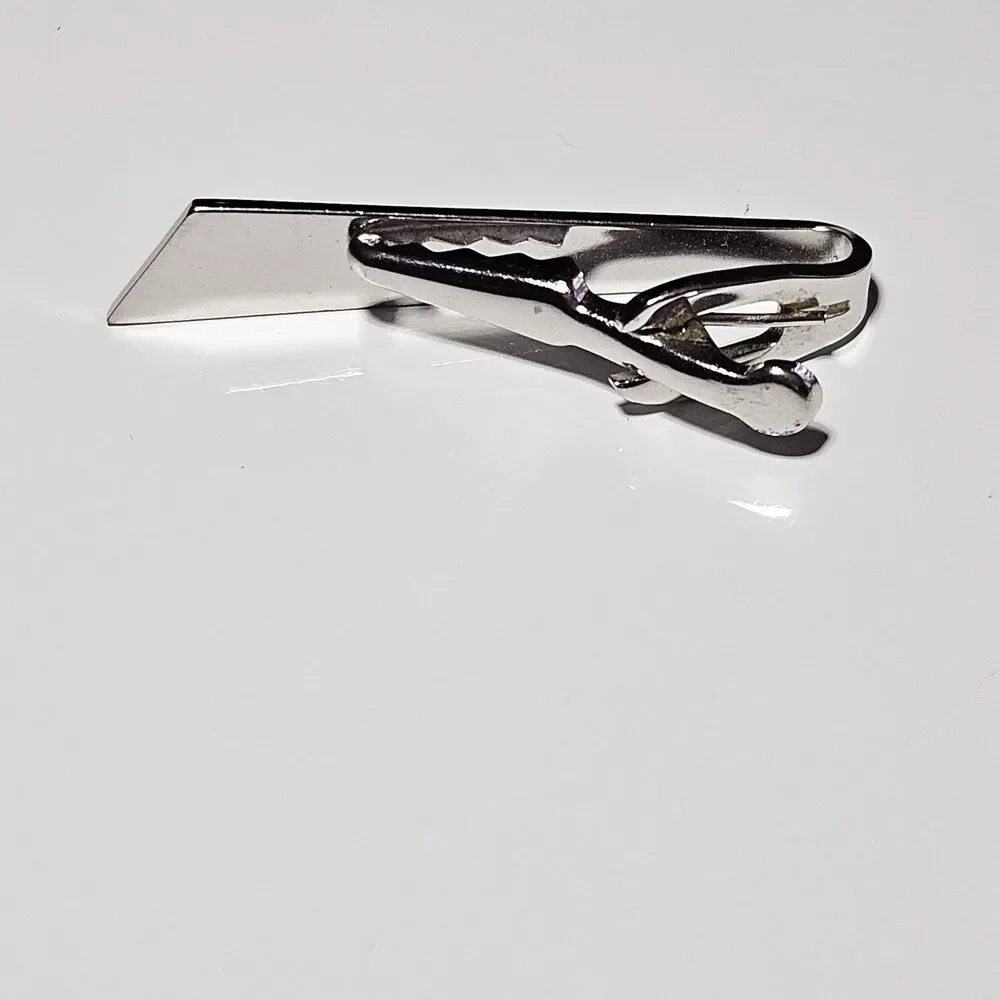 Vintage Silver Tone Letter D Tie Bar Clip